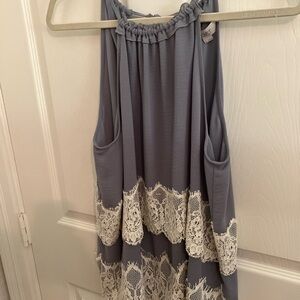 Silver gray blouse with beautiful lace detail